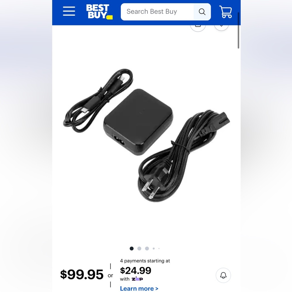 Targus Black 65 W USB-C Tablet Power Adapter with Detachable AC Cord Item 85